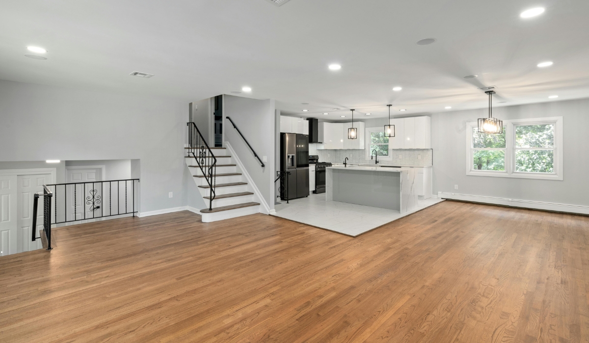 Modern California home after whole house remodeling showcasing open living space, custom kitchen, and stylish design by Remodel California.