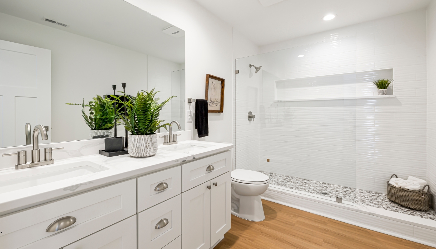 Classic bathroom remodel in Carmichael CA featuring timeless design with modern fixtures and elegant finishes