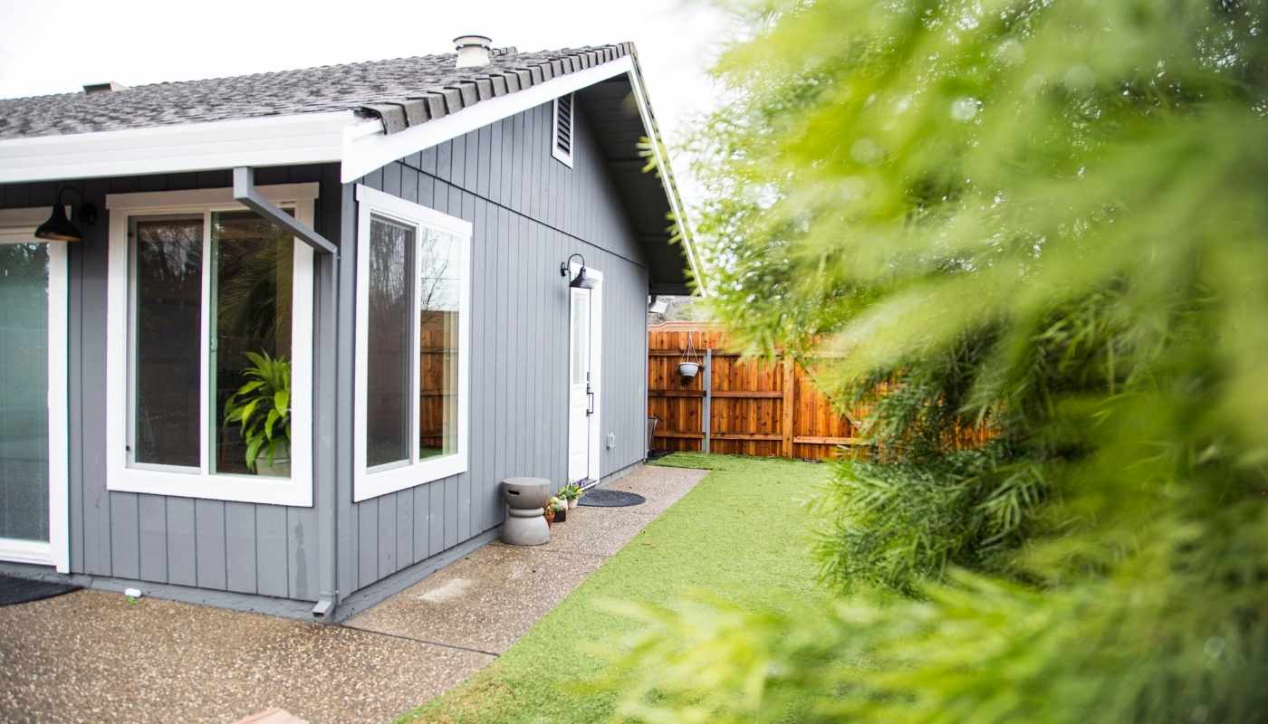 Modern exterior view of a completed detached Accessory Dwelling Unit (ADU) in Roseville, California.
