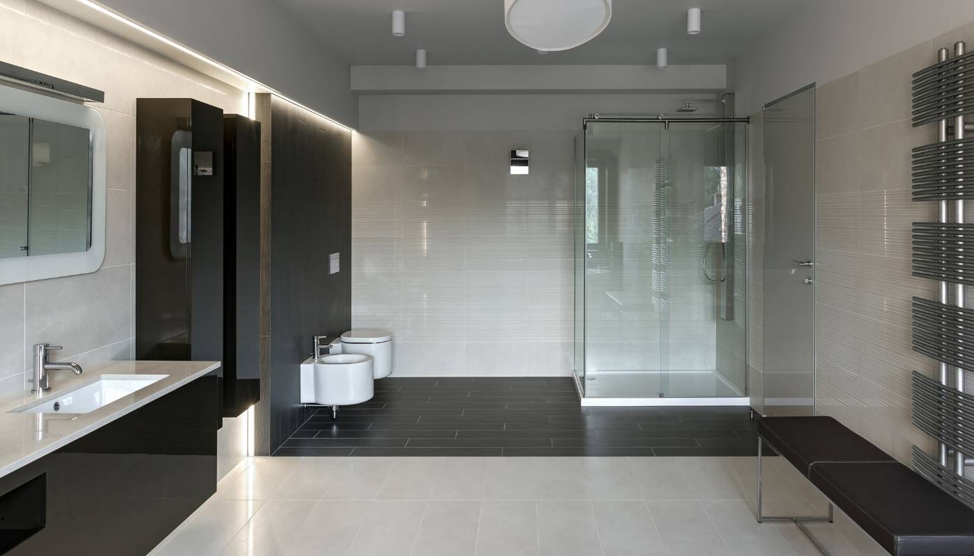 Remodel California team designing and building a luxury bathroom renovation in Davis, California with elegant fixtures and modern finishes